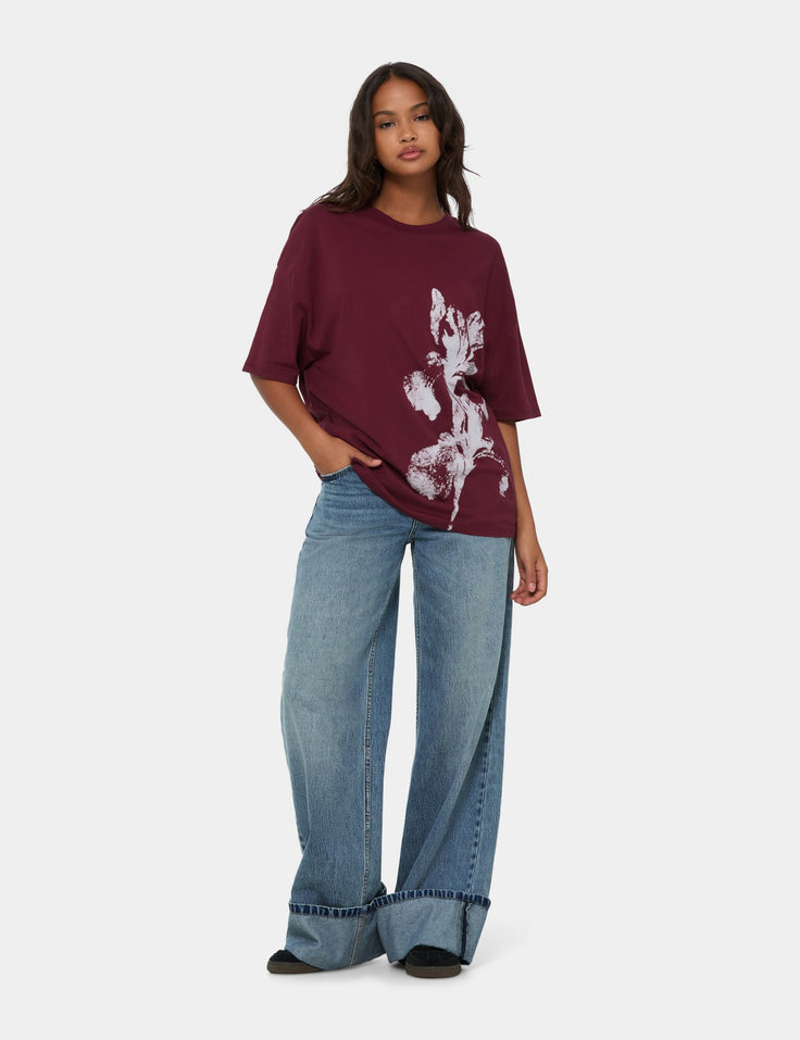 T-shirt oversize à motif prune