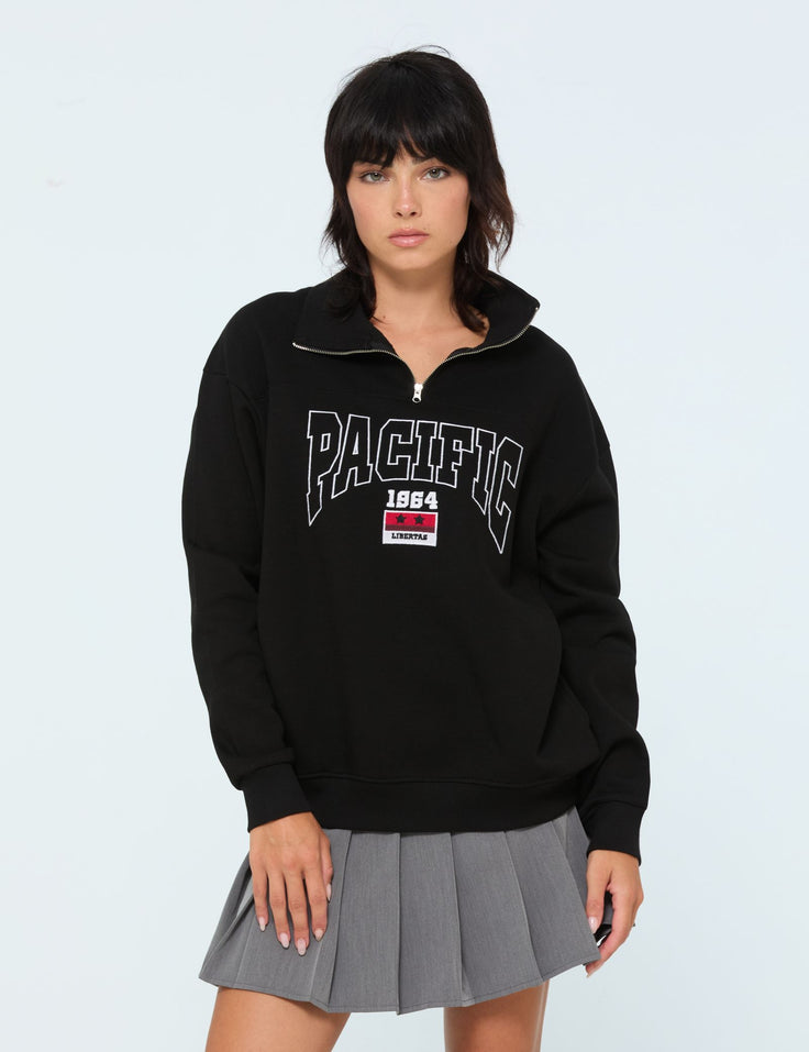 Sweat "Pacific" à zip noir