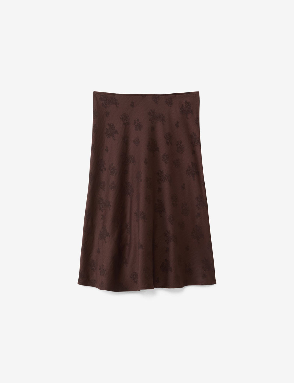 Jupe satin à motif fleuris marron