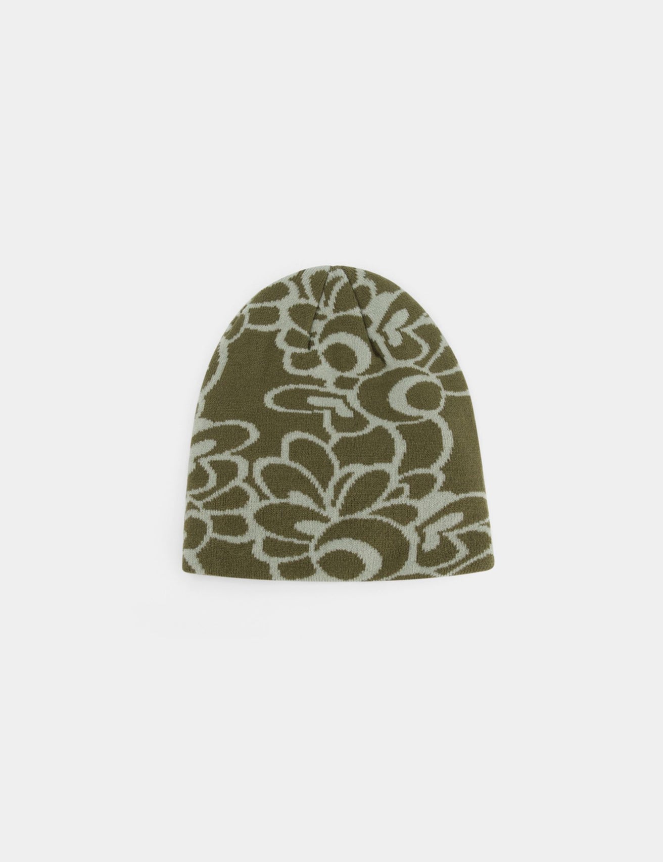 Bonnet à motifs fleuris vert olive - Image 1