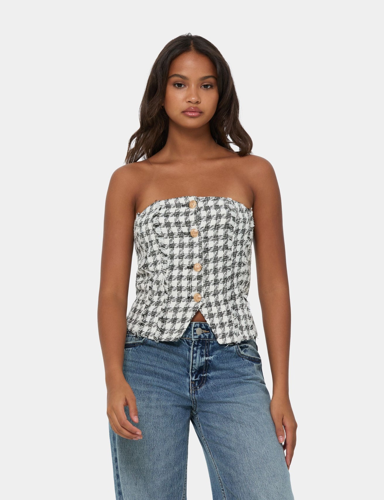 Bustier quadrillé écru - Image 1