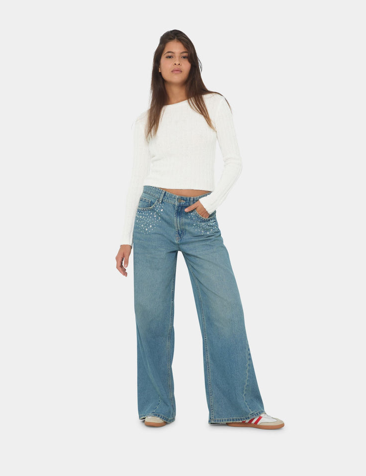 Jean Maxi Wide Leg Taille médium bleu jean