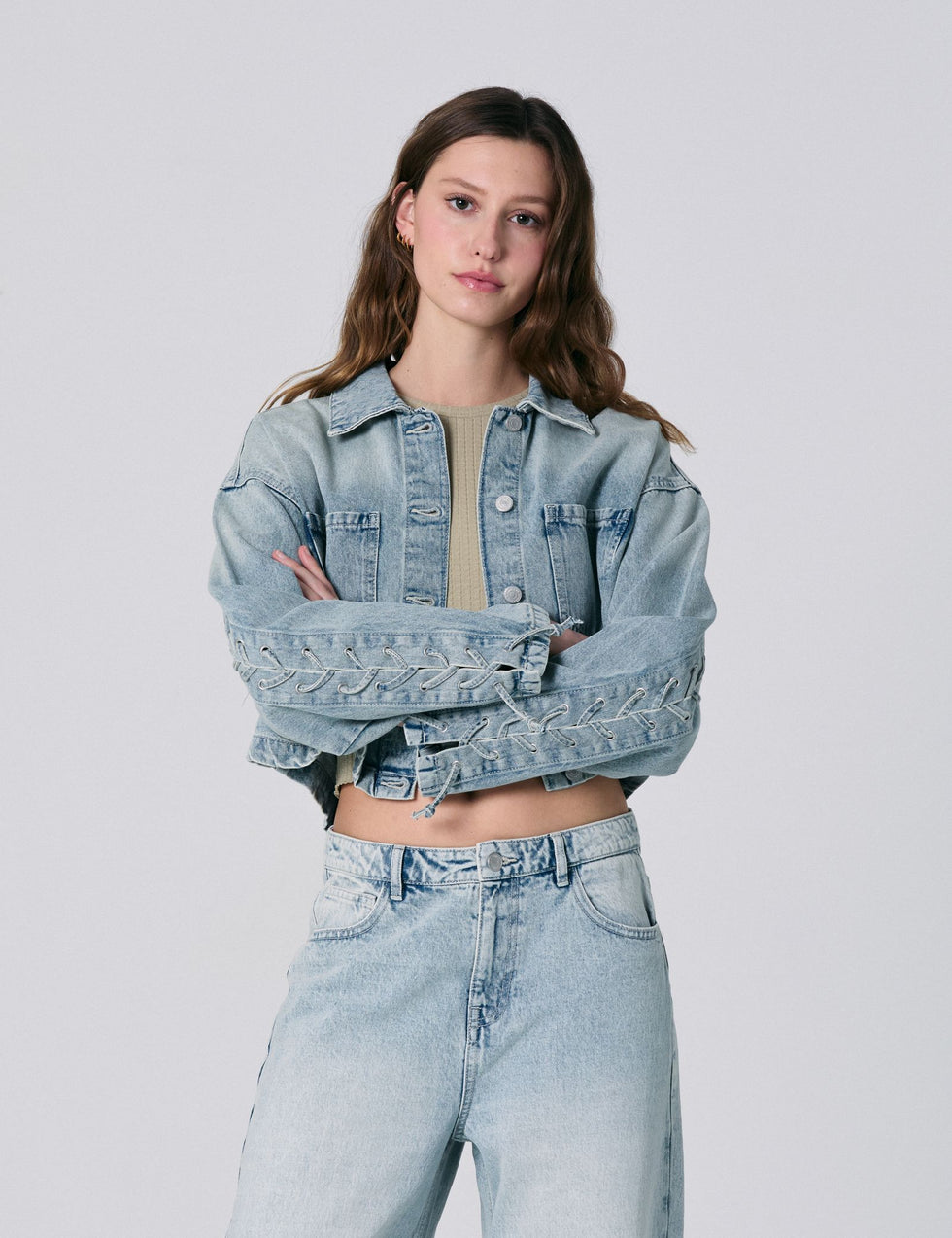 Veste en jean bleue courte