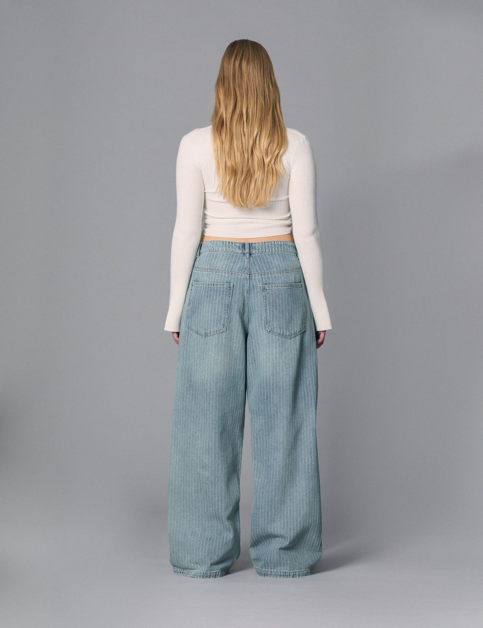 Jean wide leg taille basse bleu jean