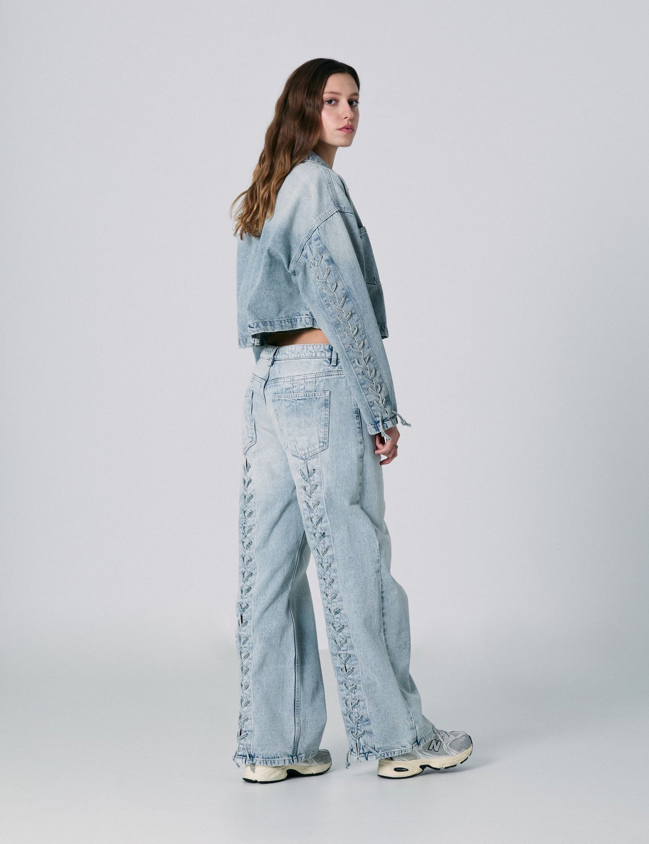 Jean wide leg taille basse bleu - Image 1