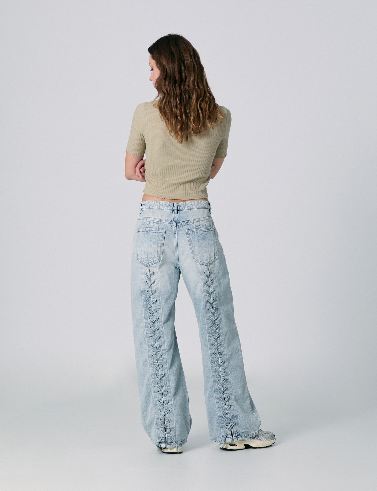 Jean wide leg taille basse bleu - Image 2