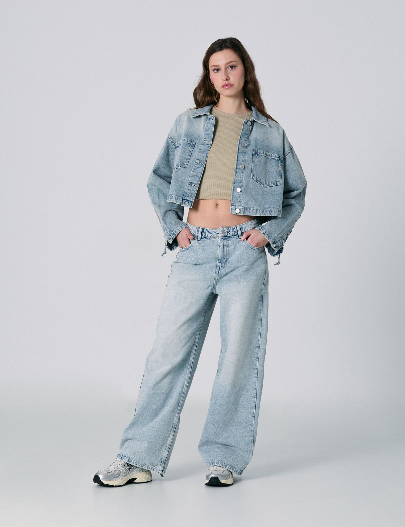 Jean wide leg taille basse bleu - Image 3