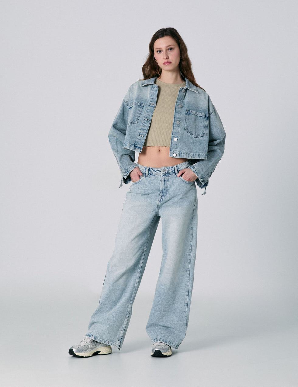 Jean wide leg taille basse bleu