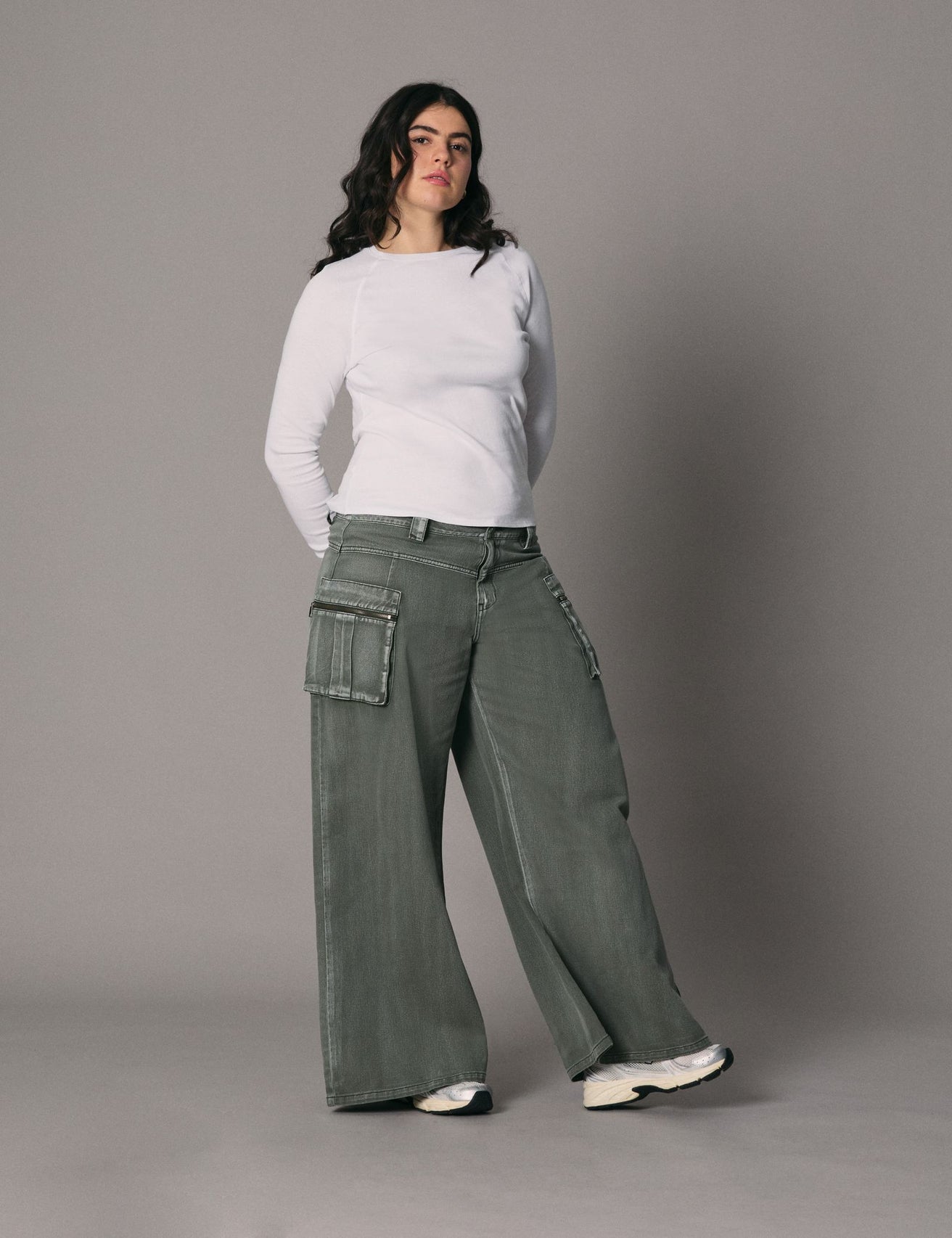 Jean maxi wide leg kaki foncé - Image 1