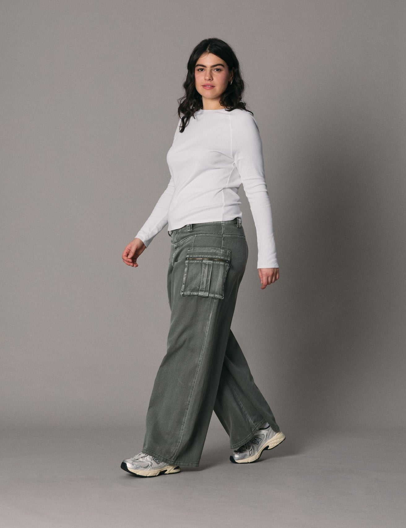 Jean maxi wide leg kaki foncé - Image 3