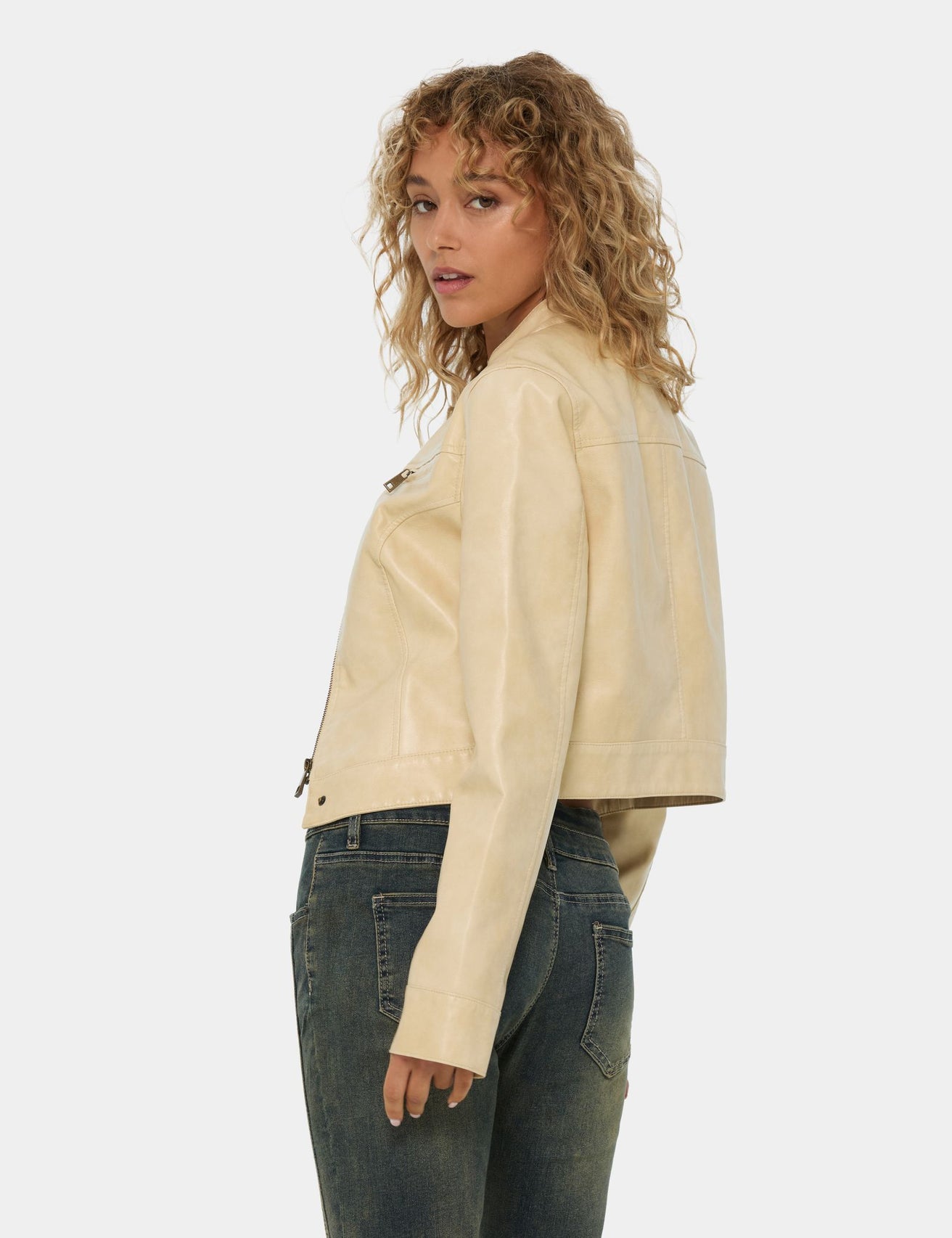 Veste beige clair matière enduite - Image 2