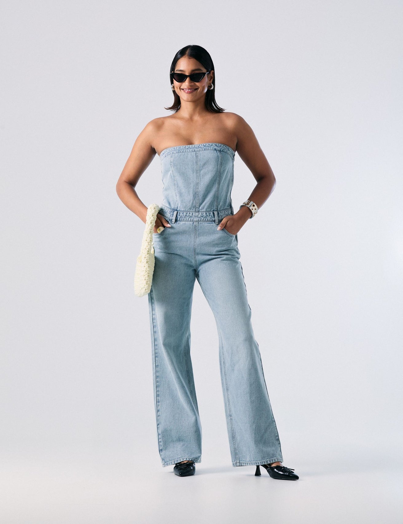 Combinaison bustier en jean bleu - Image 1