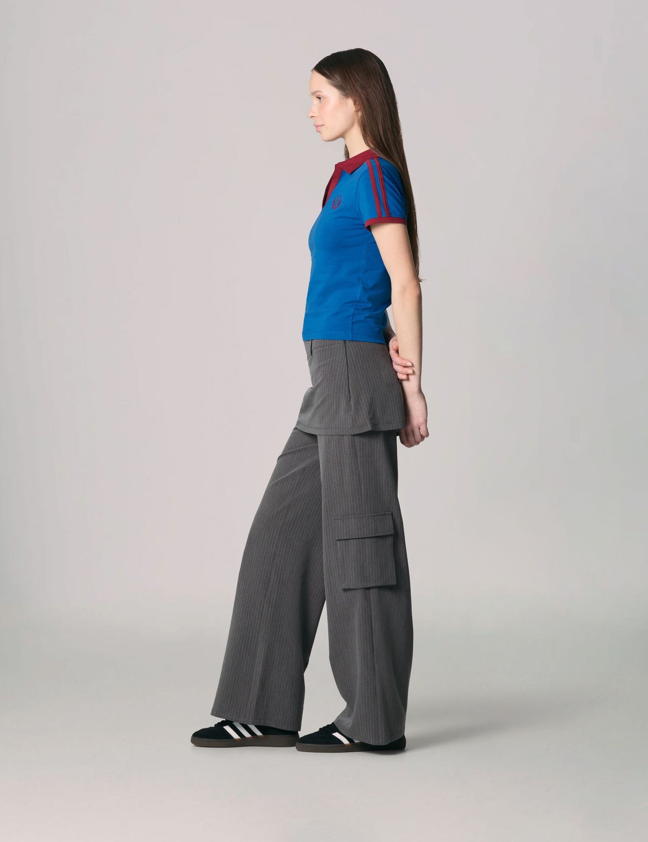 Pantalon cargo tailleur rayé gris foncé - Image 3