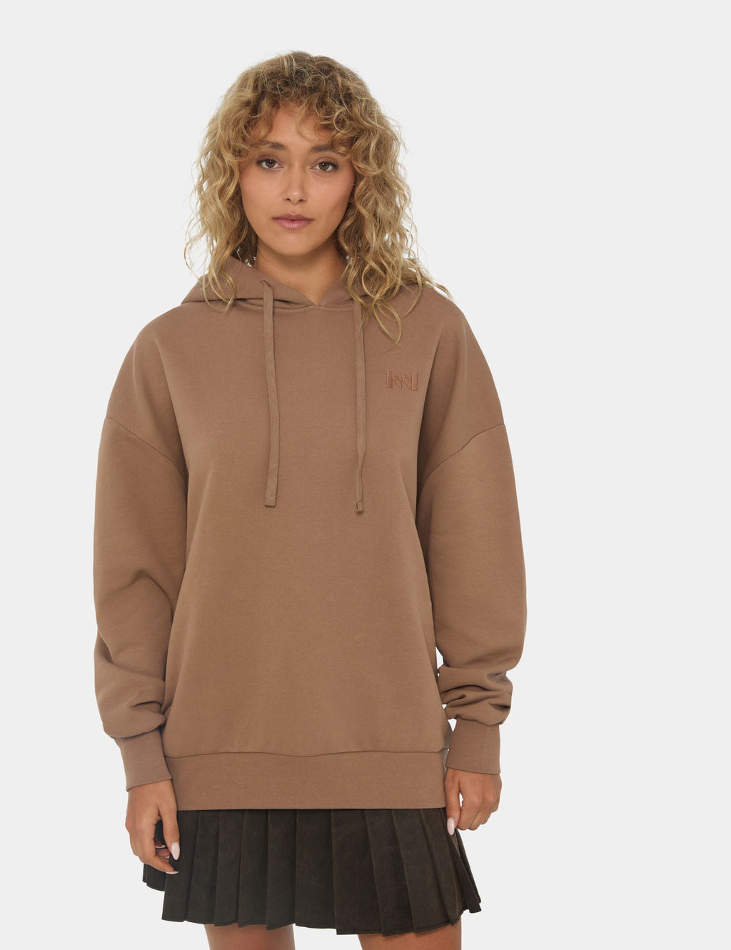 Sweat oversize à capuche NN brodé marron clair