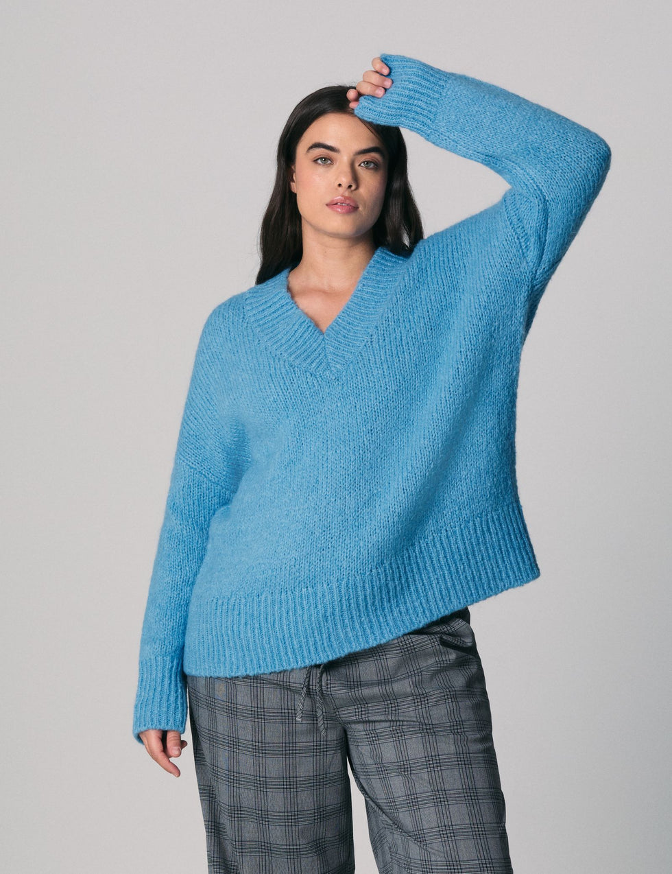 Pull en mélange de laine bleu azur