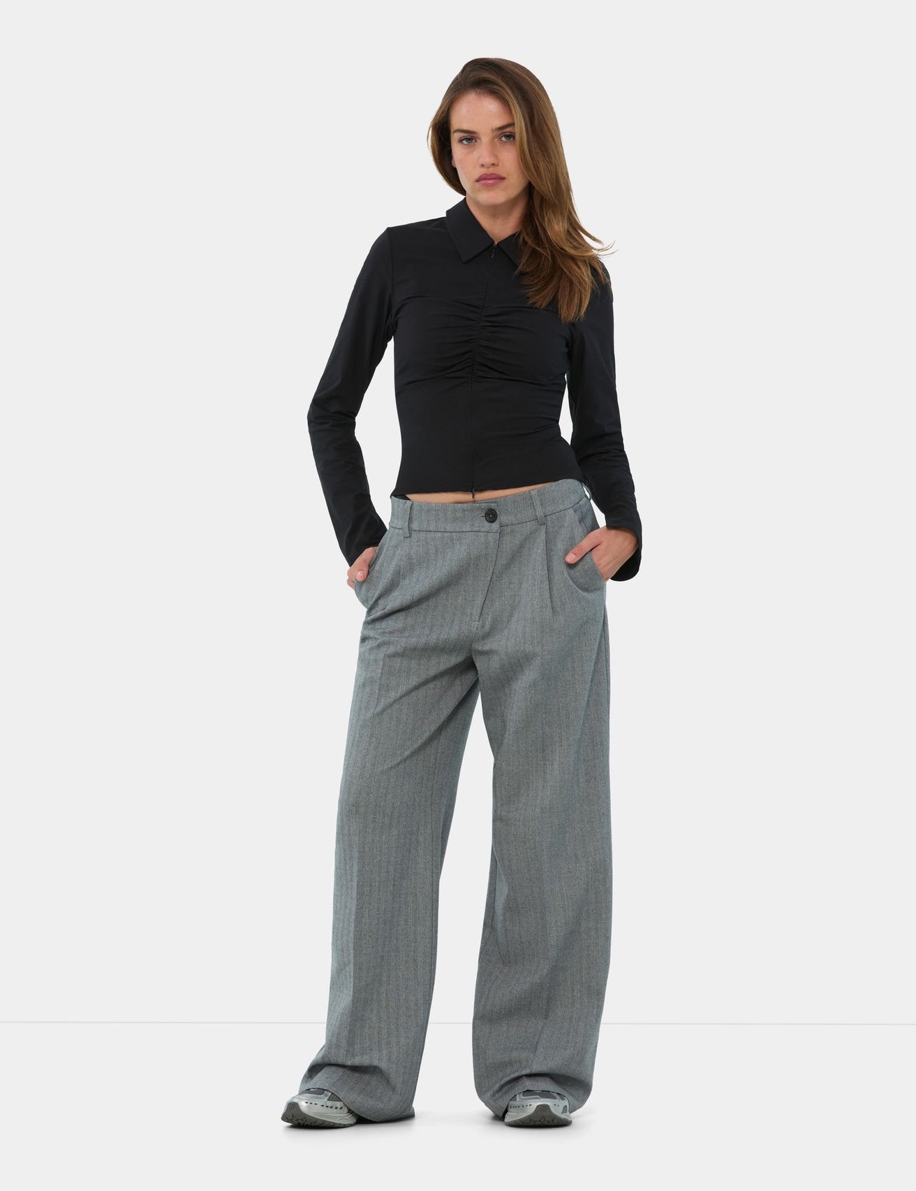 Pantalon tailleur droit gris moyen - Image 1