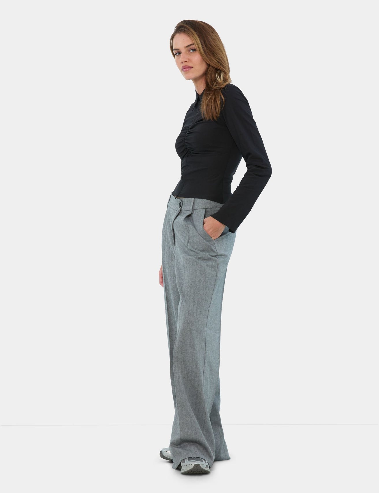 Pantalon tailleur droit gris moyen - Image 3