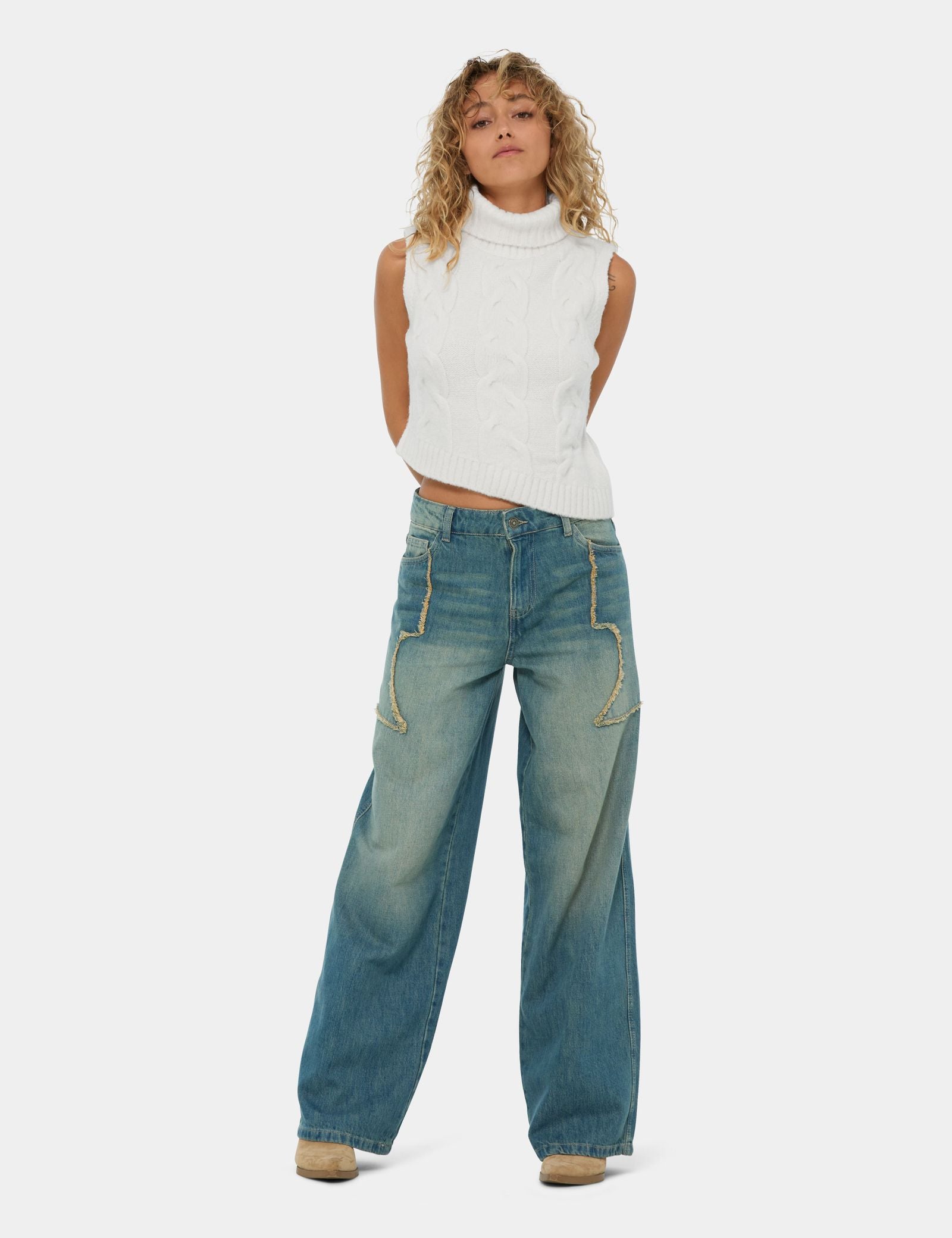 Jean Wide Leg Taille Basse bleu jean