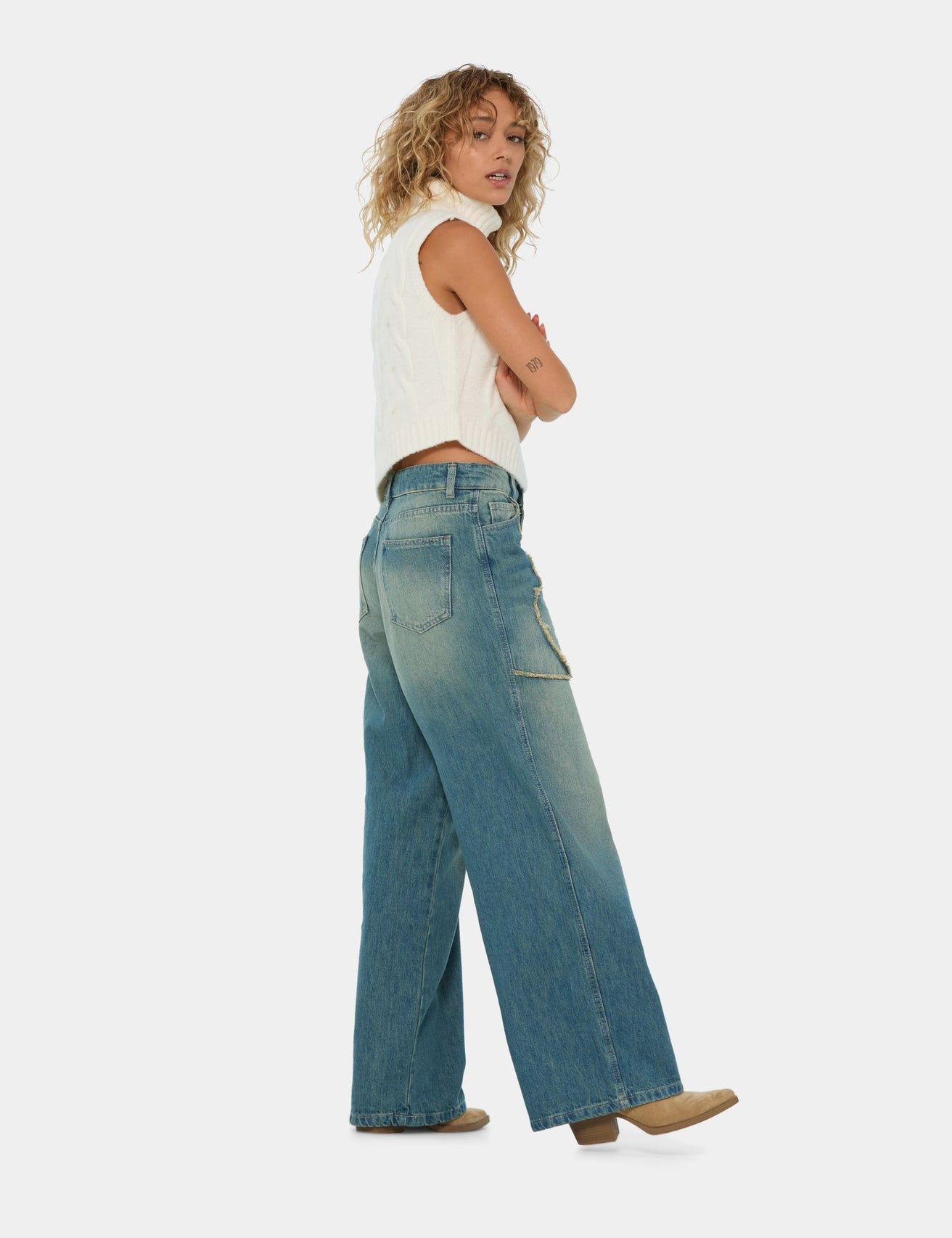 Jean Wide Leg Taille Basse bleu jean - Image 3