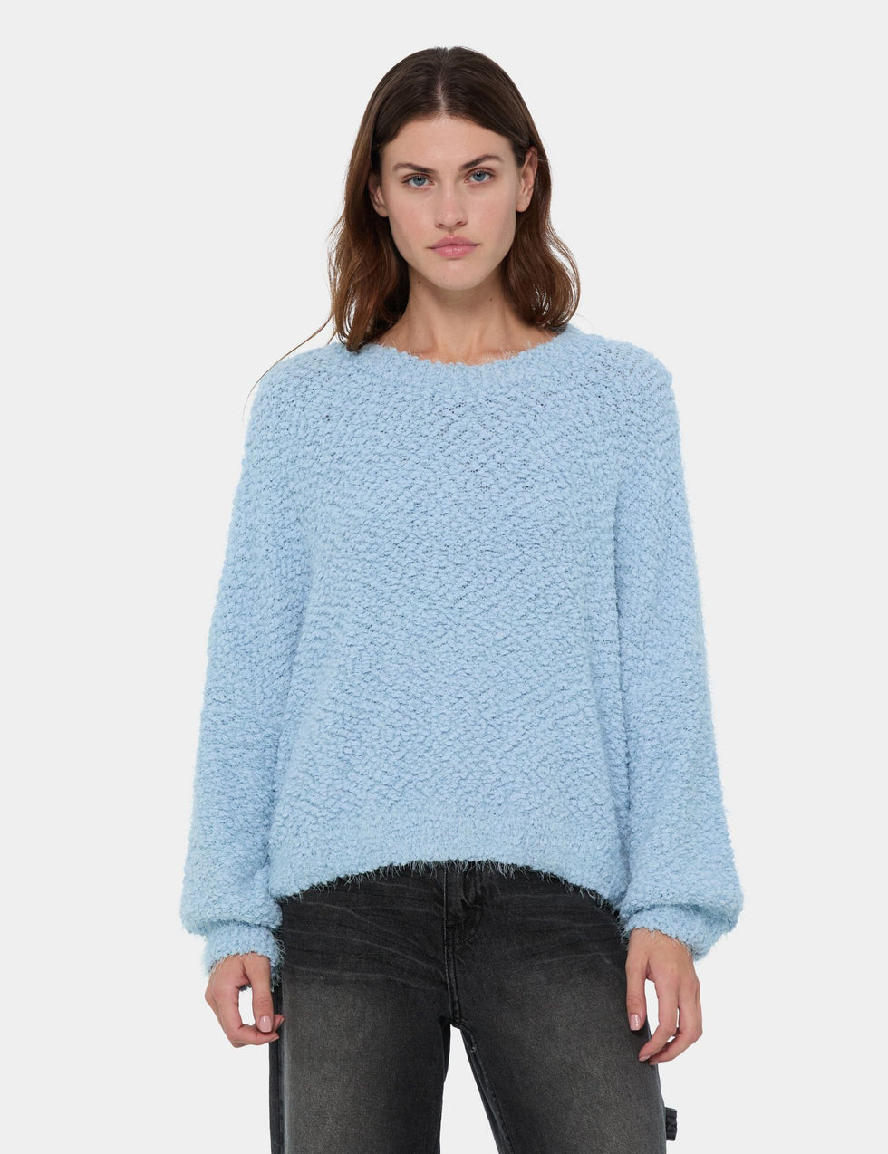 Pull à poils doux bleu ciel