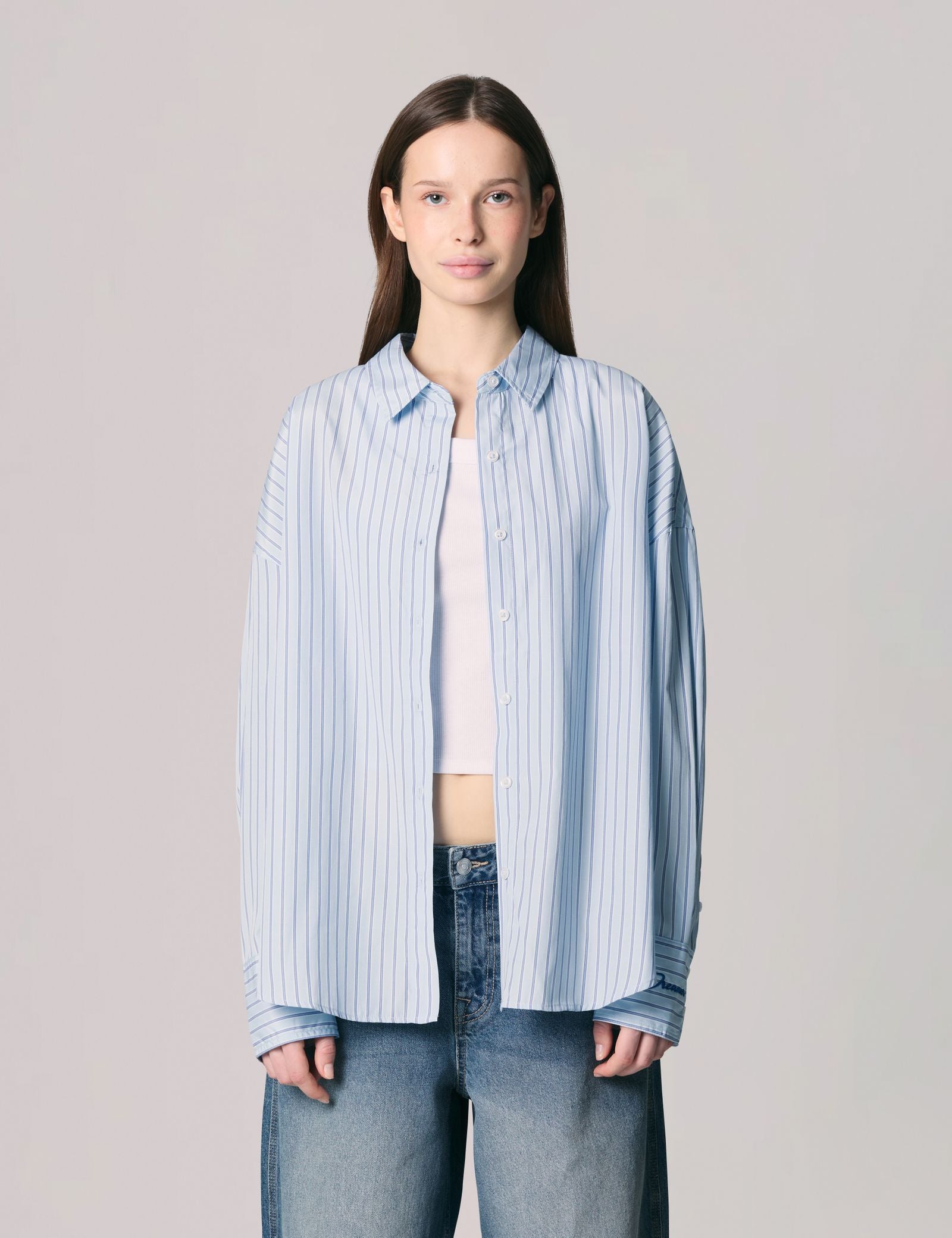 Chemise oversize rayée bleue ciel