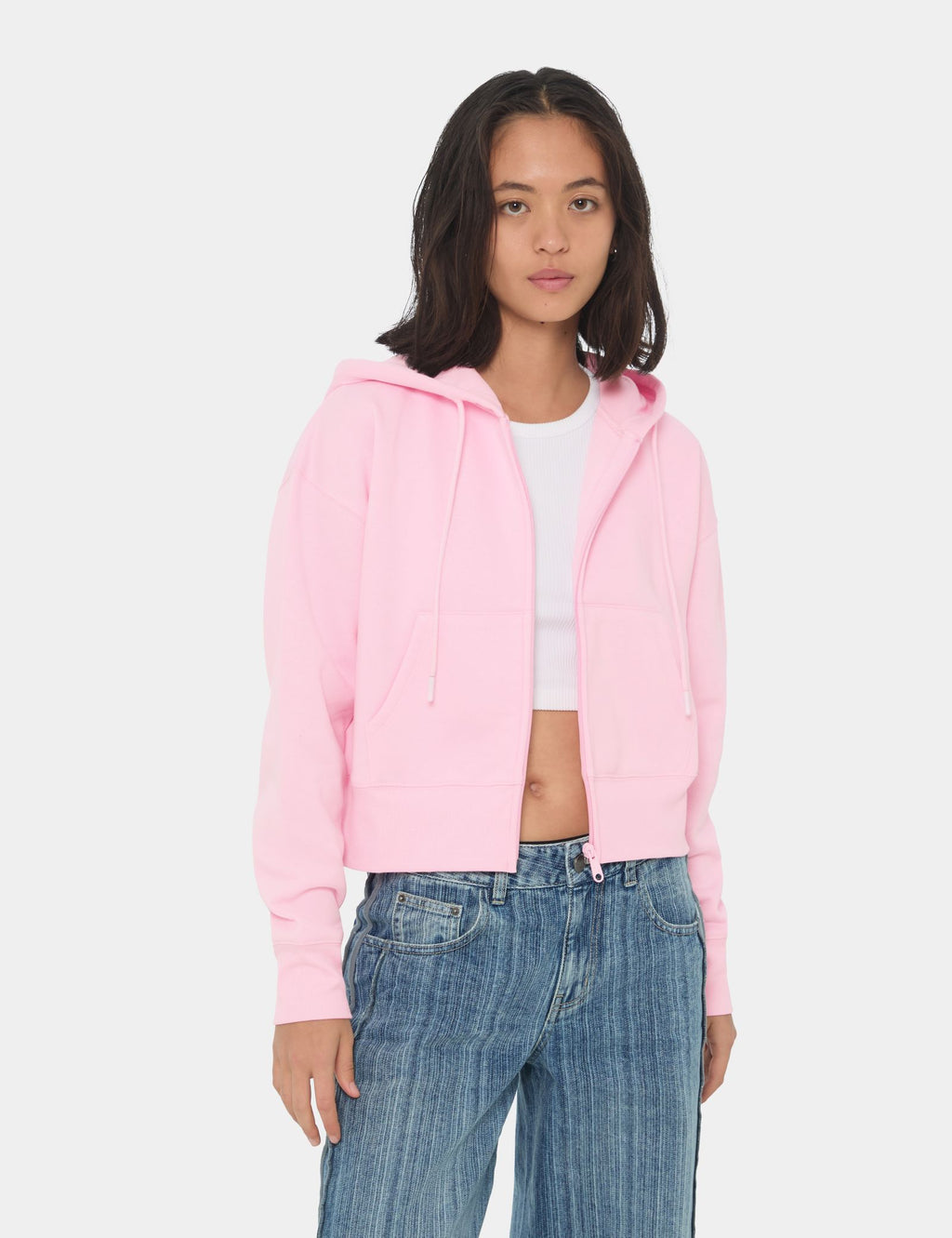 Gilet à capuche doux rose