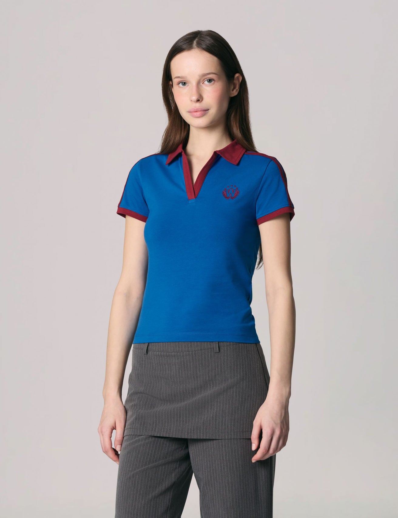 Polo avec logo W bleu océan - Image 1