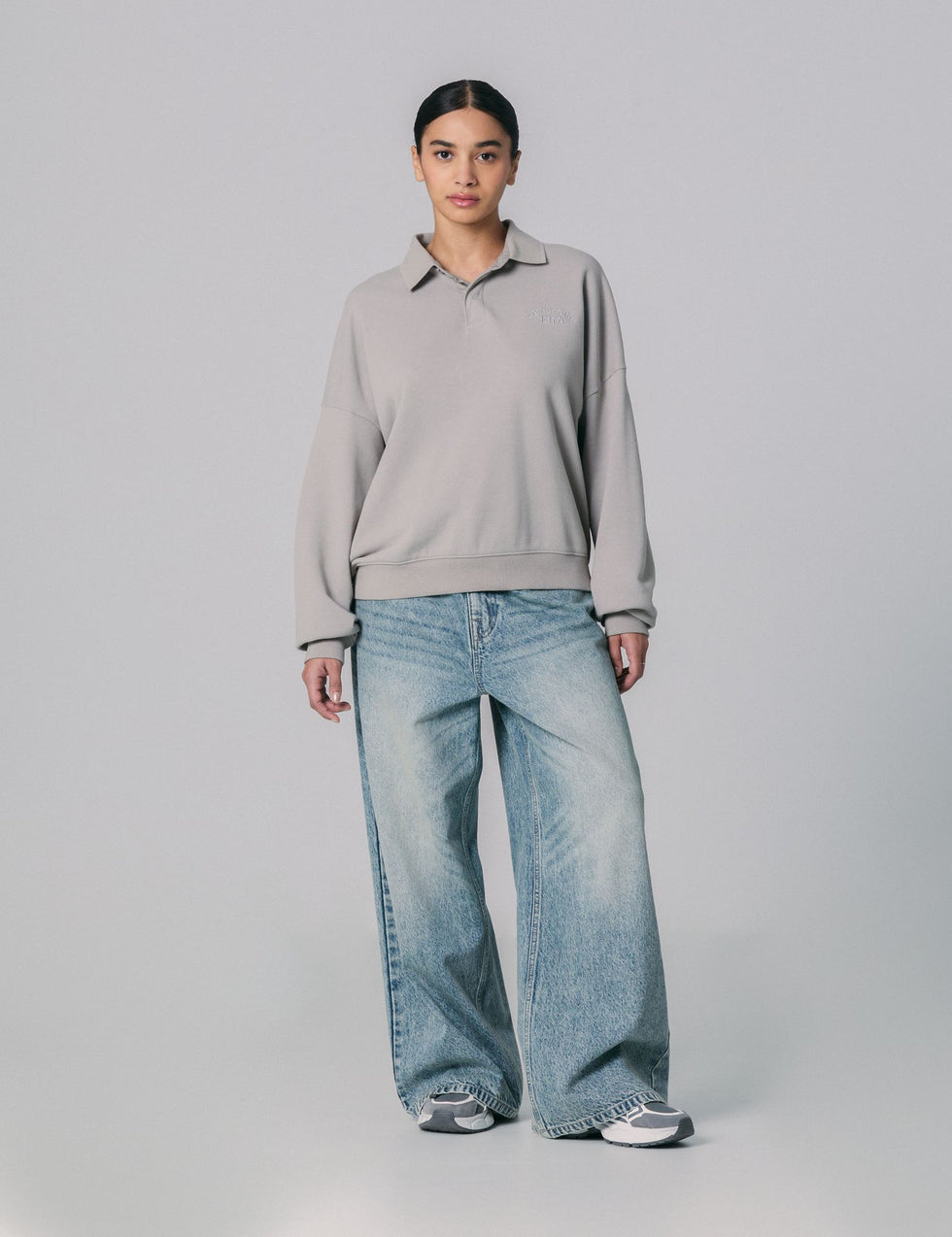 Polo oversize gris clair