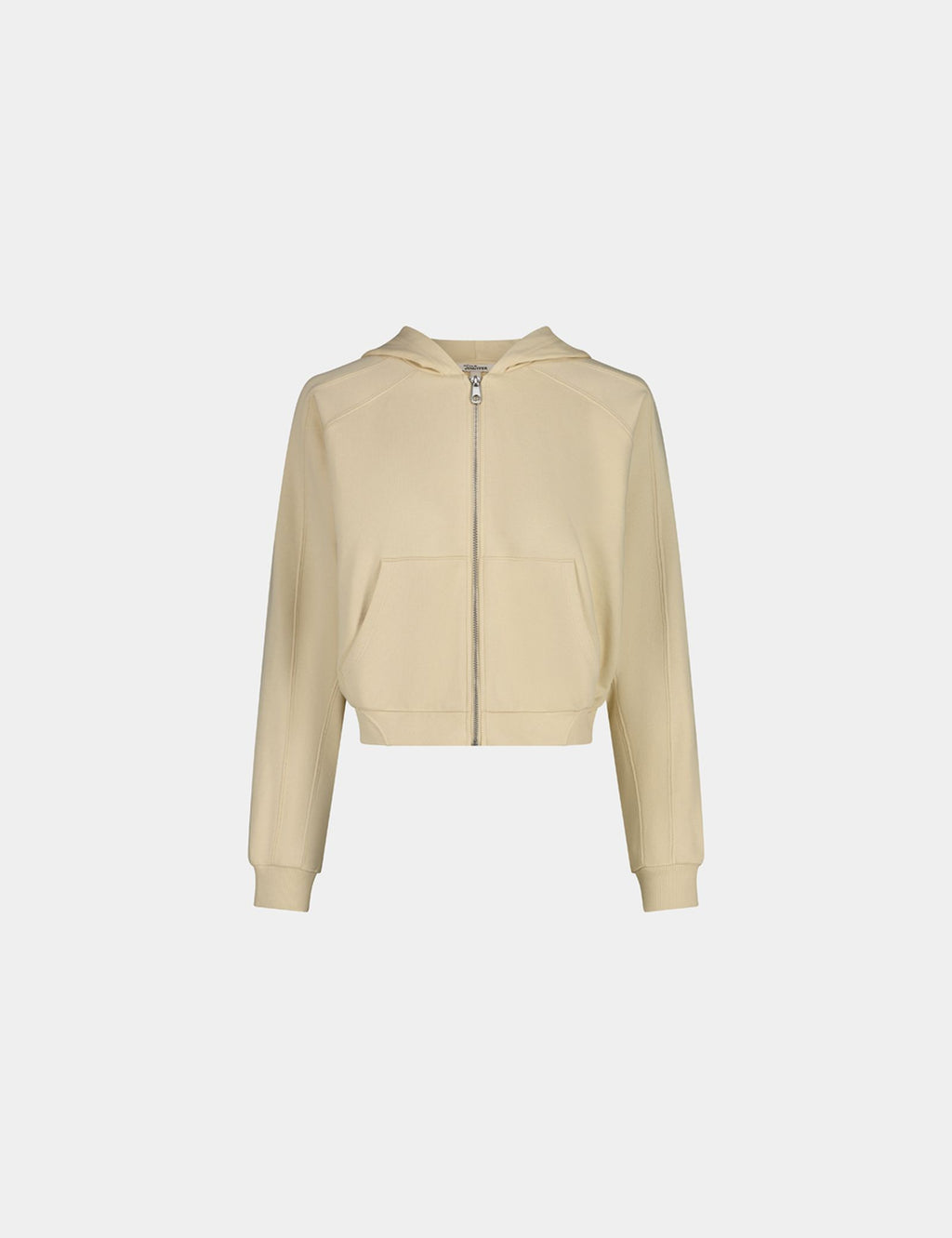 Sweat zippé court à capuche beige clair