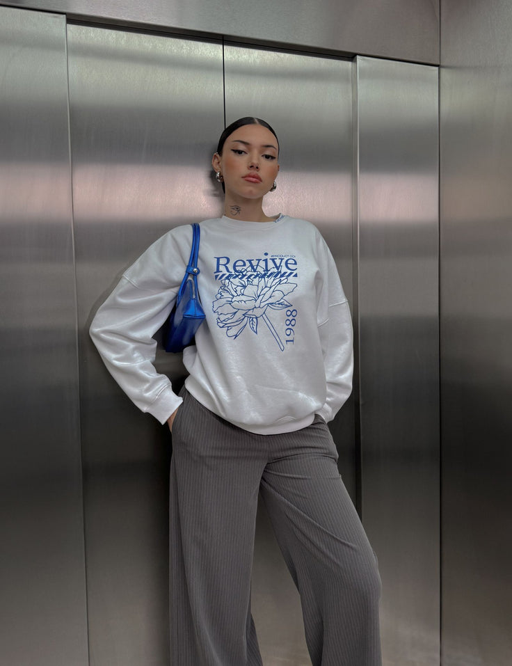 Sweat Oversize à message blanc