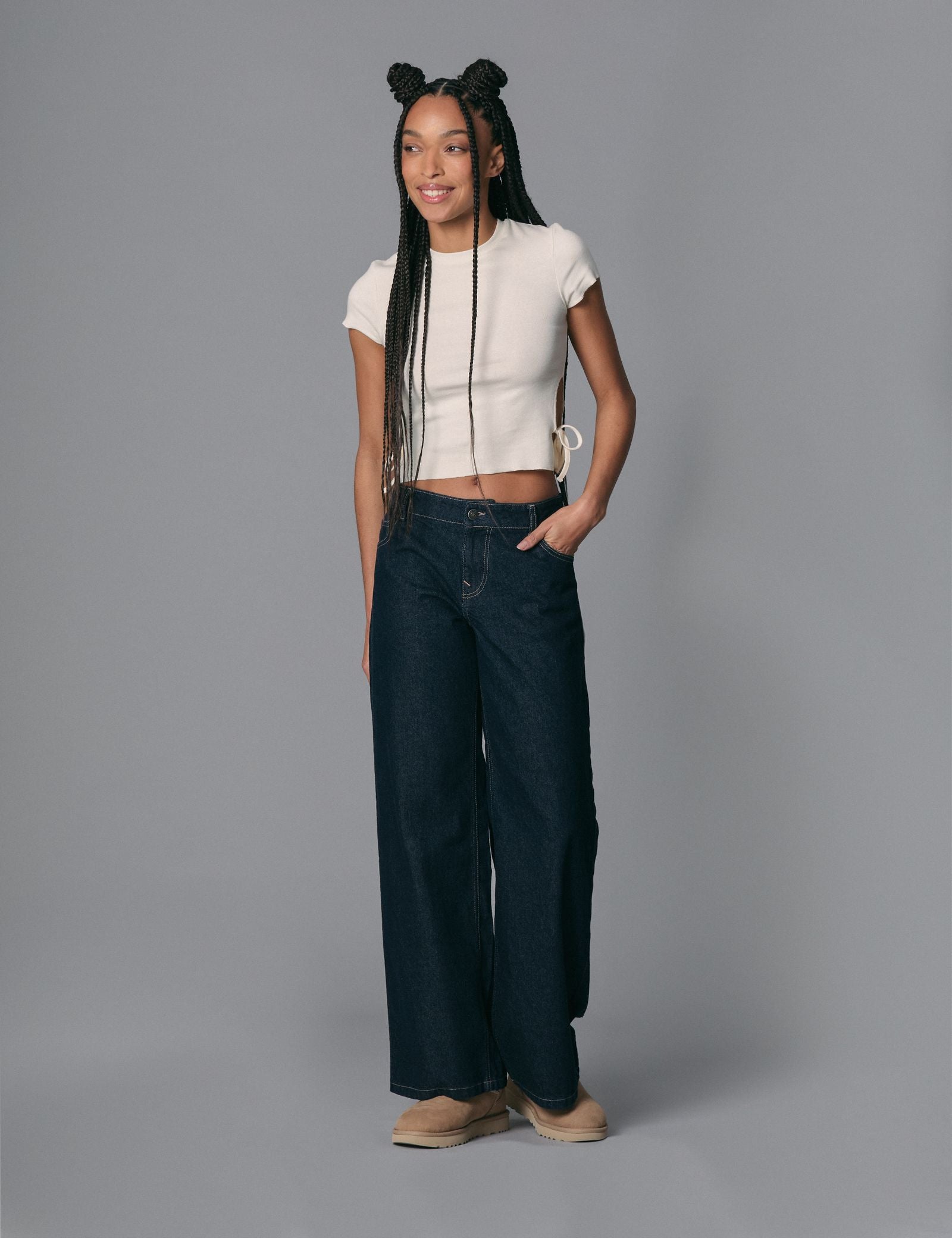 Jean Wide Leg taille basse bleu