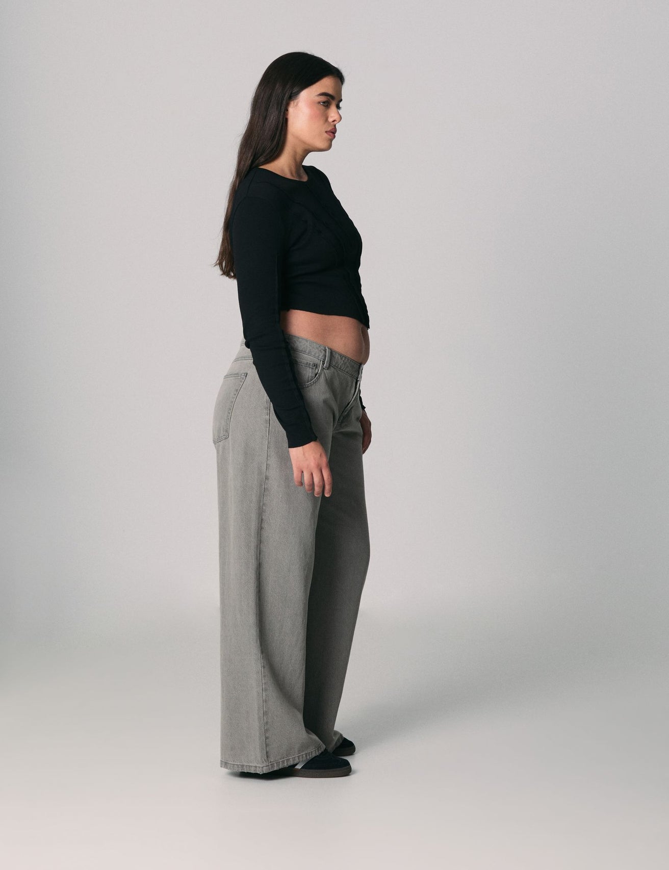 Jean Wide Leg Taille basse gris - Image 3