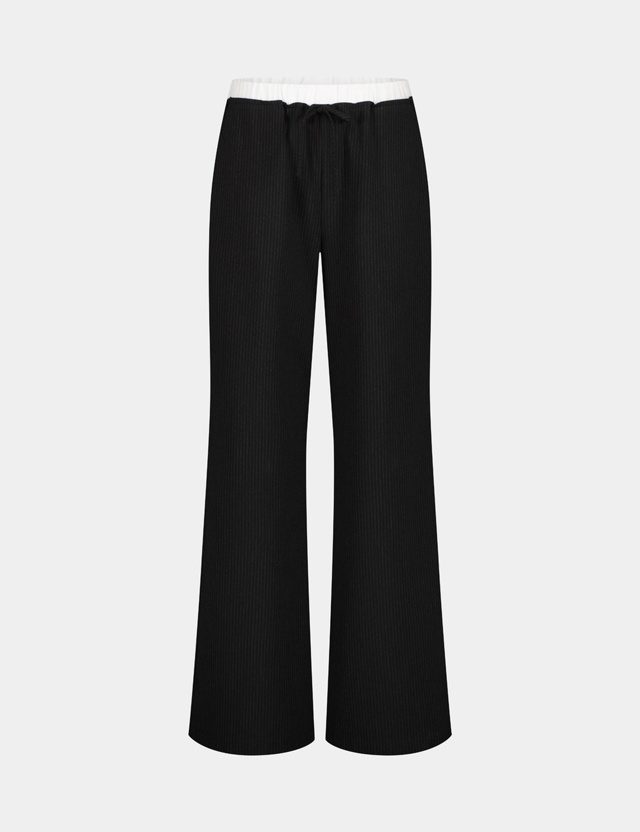 Pantalon tailleur rayé avec double couture noir - Image 4