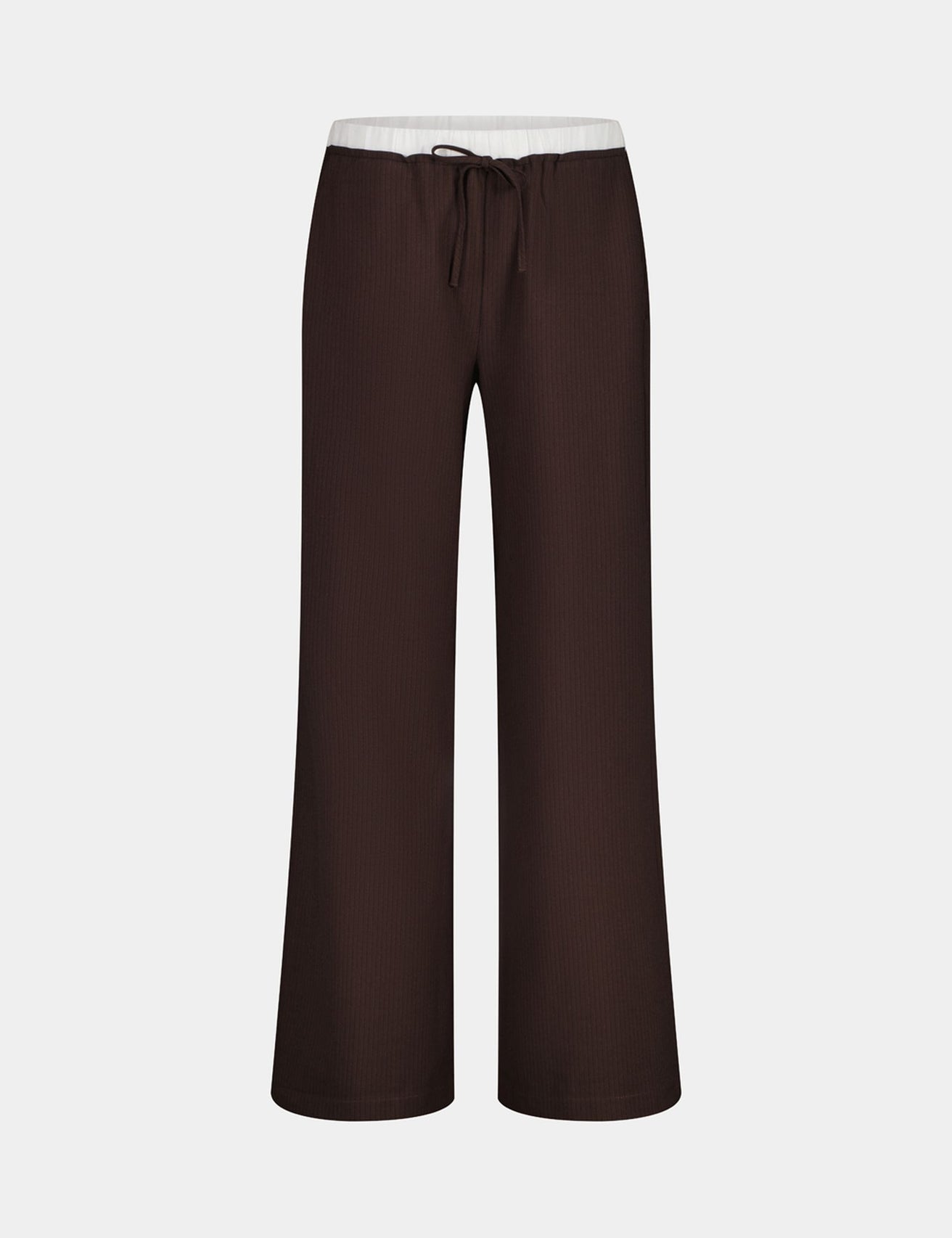 Pantalon tailleur rayé avec double couture marron foncé - Image 4