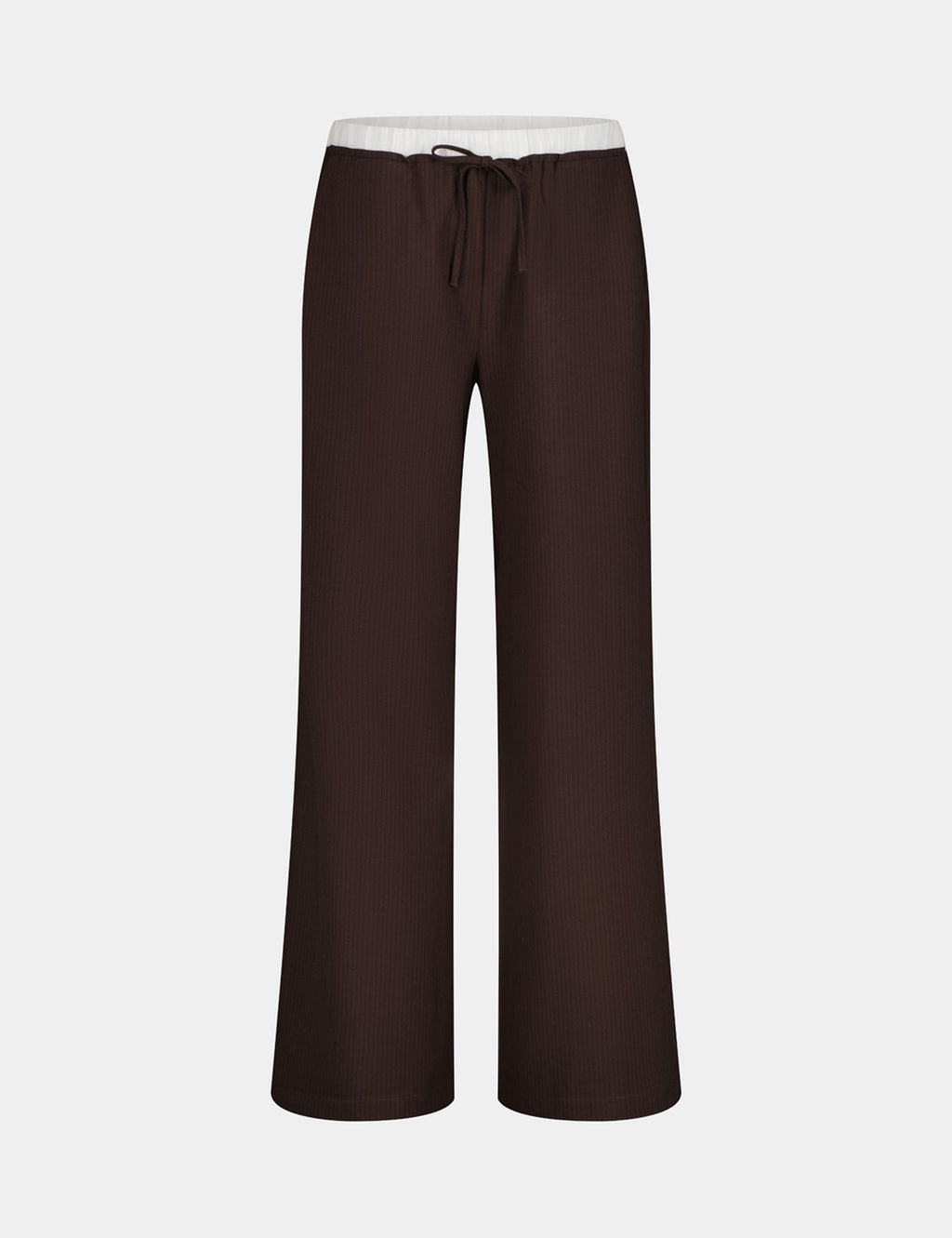 Pantalon tailleur rayé avec double couture marron foncé