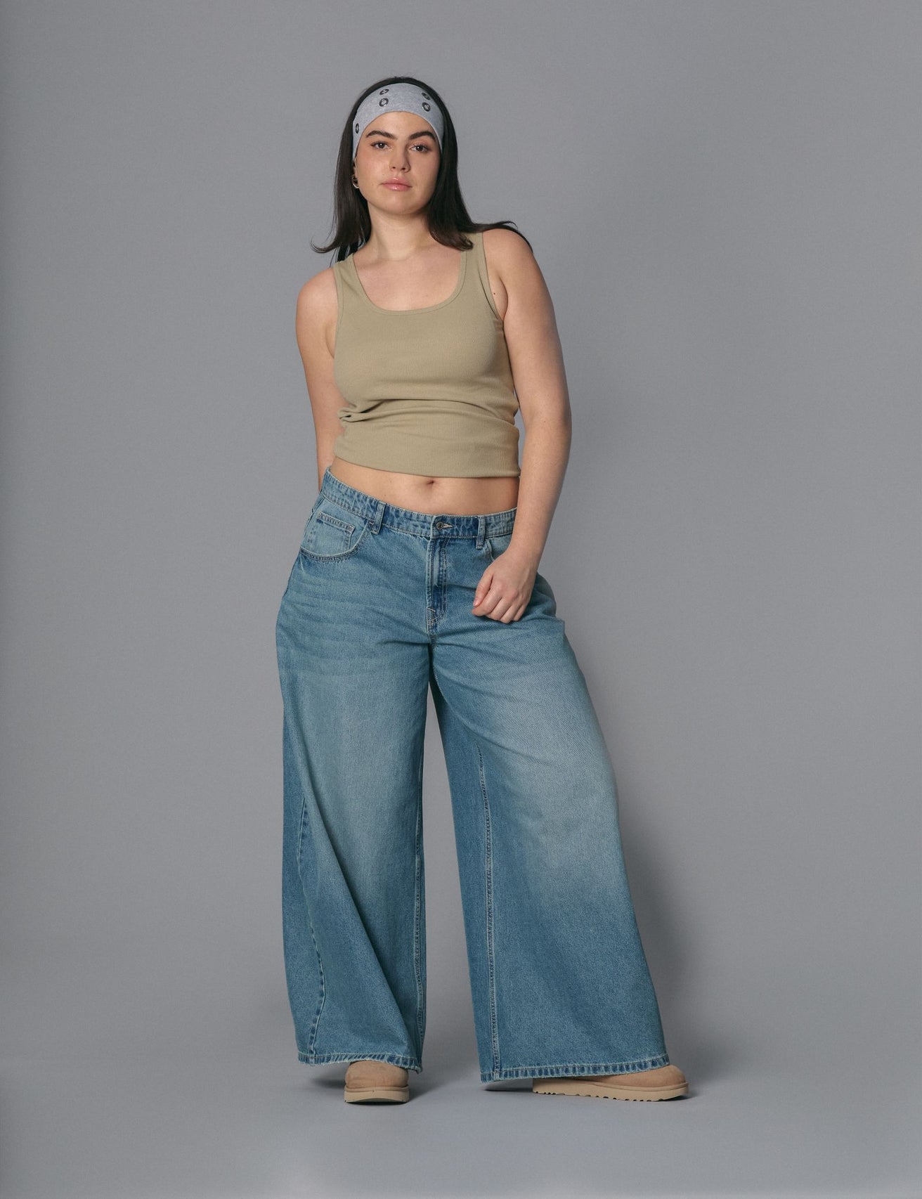 Jean maxi wide leg taille medium bleu - Image 1