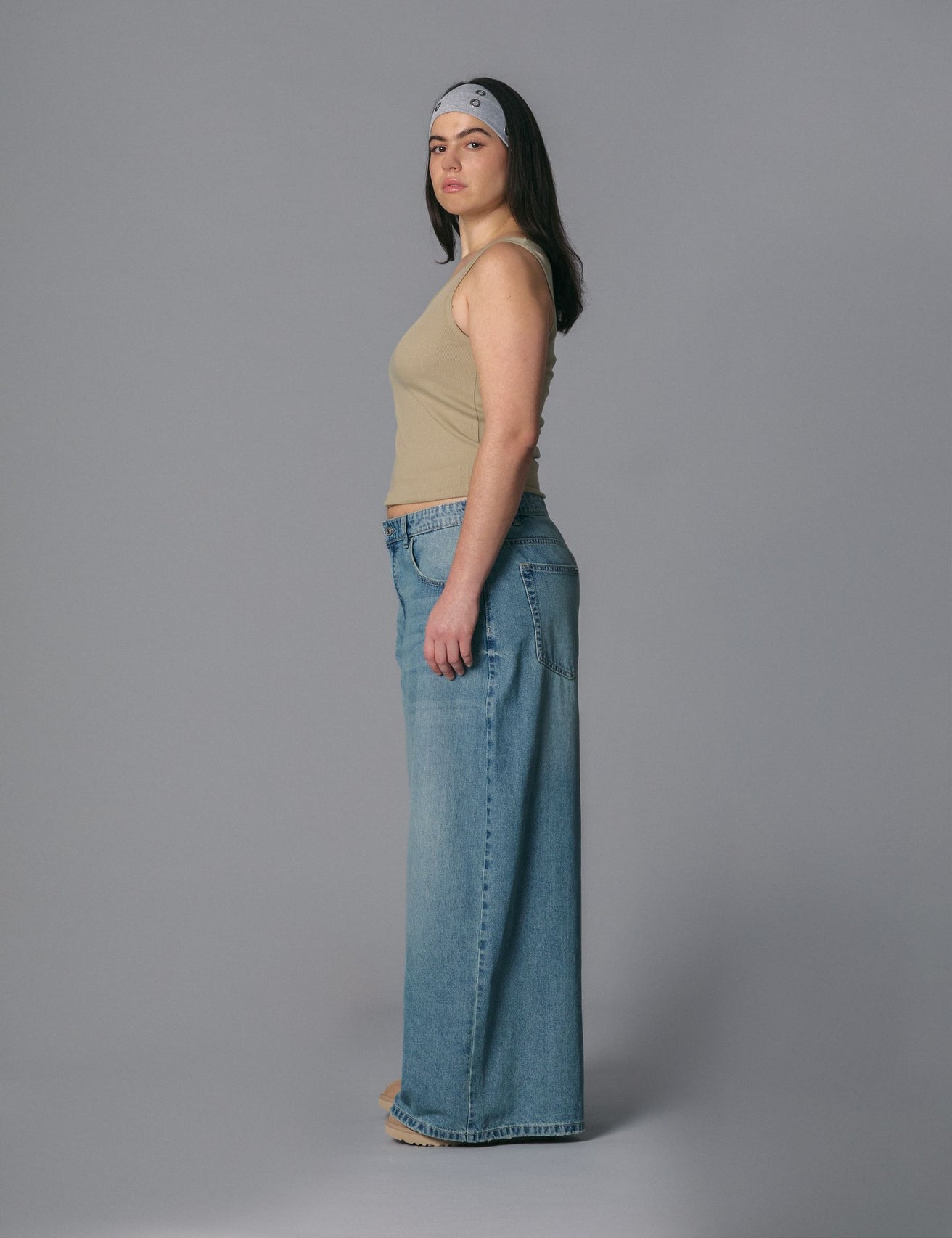 Jean maxi wide leg taille medium bleu - Image 3