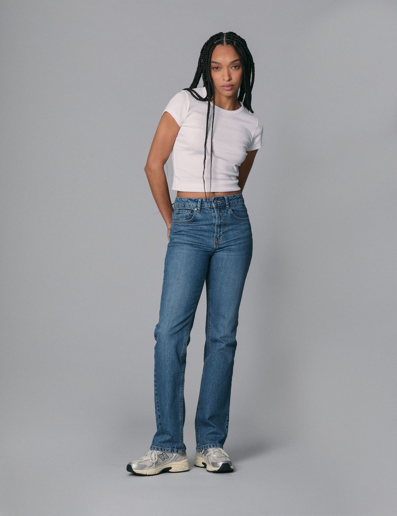 Jean straight taille basse bleu - Image 1