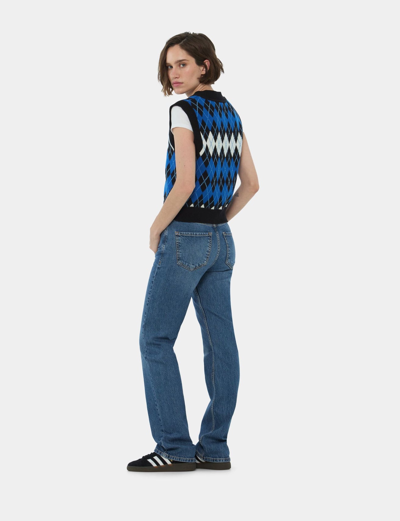 Jean straight taille basse bleu - Image 3