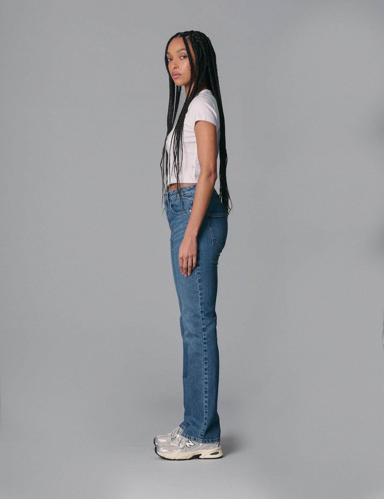 Jean straight taille basse bleu - Image 3