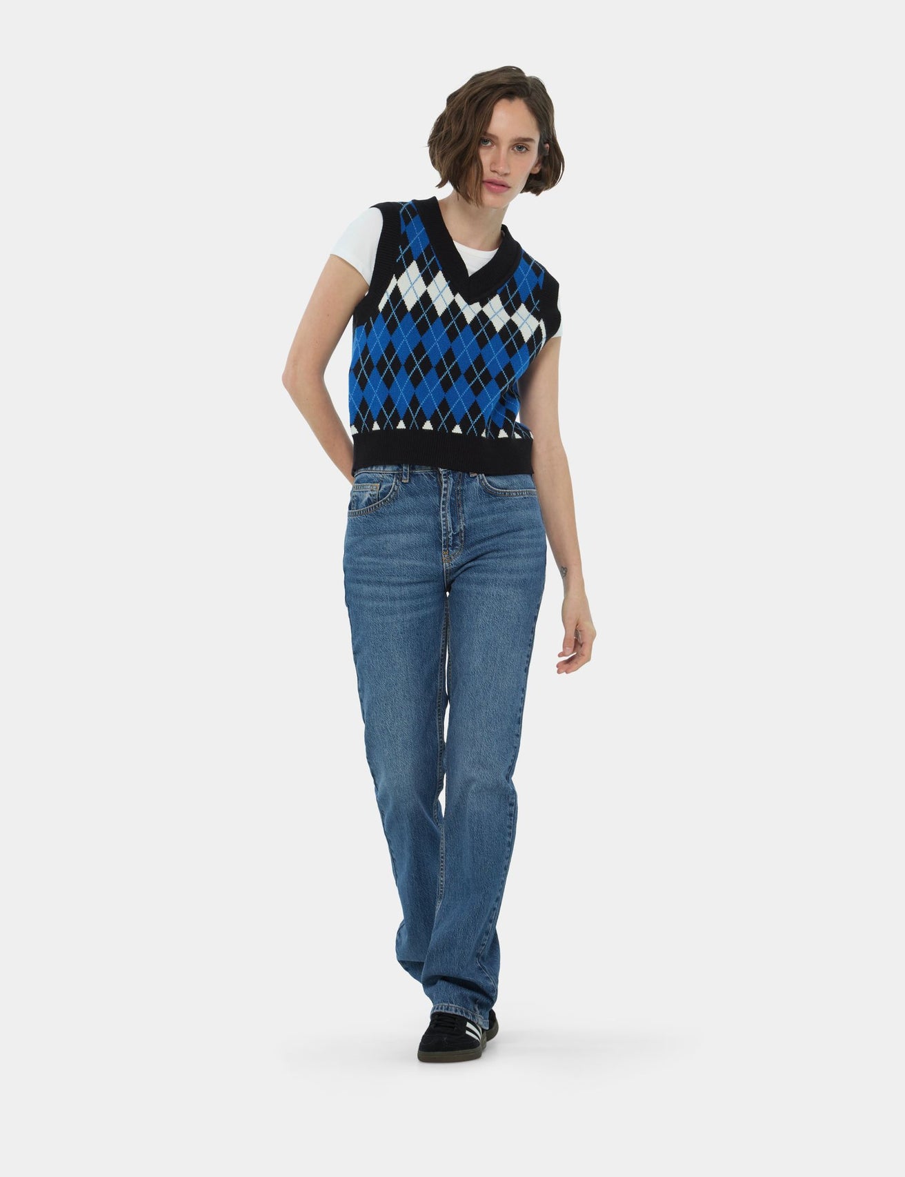 Jean straight taille basse bleu - Image 4