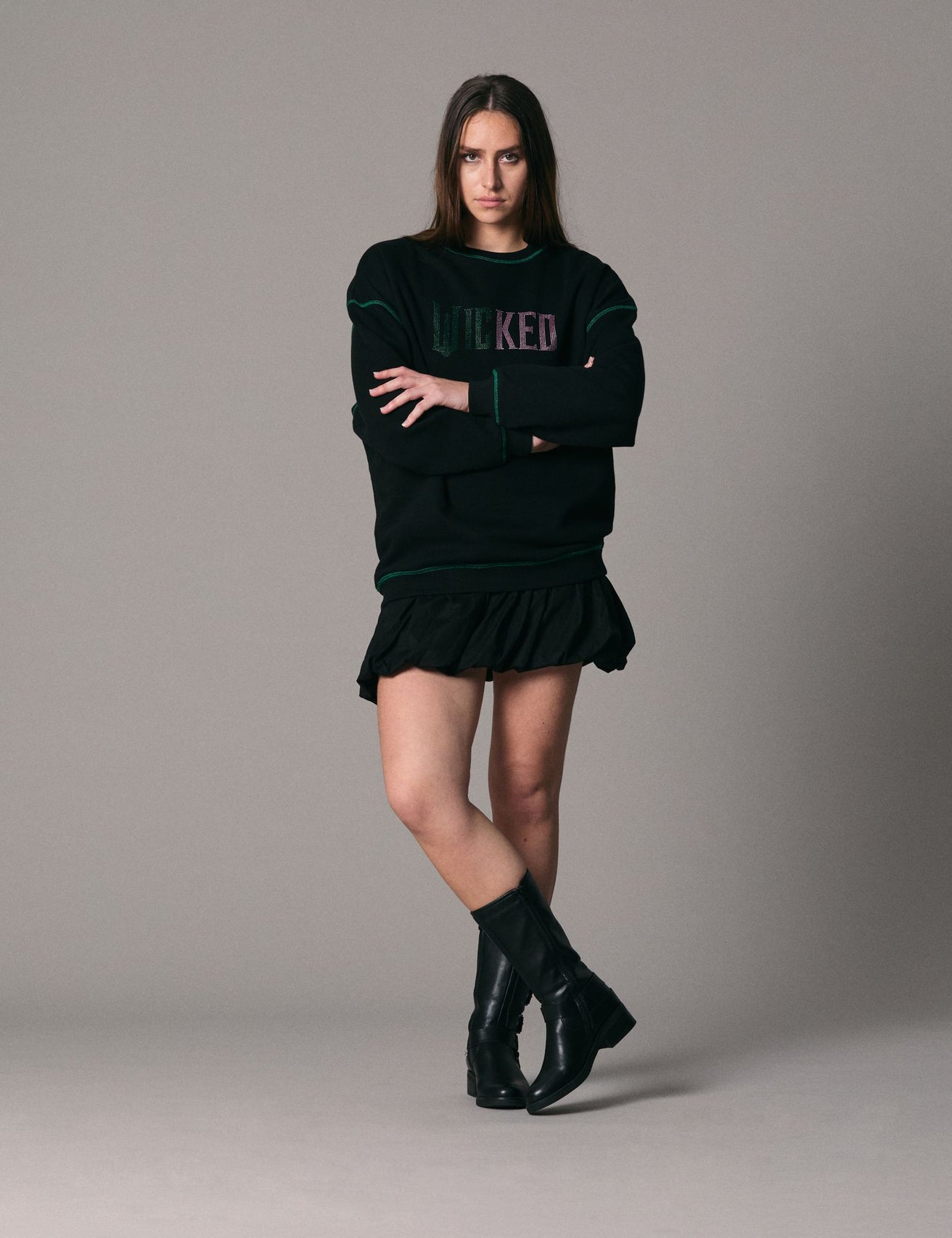 Sweat avec strass oversize Wicked X Jennyfer noir - Image 2