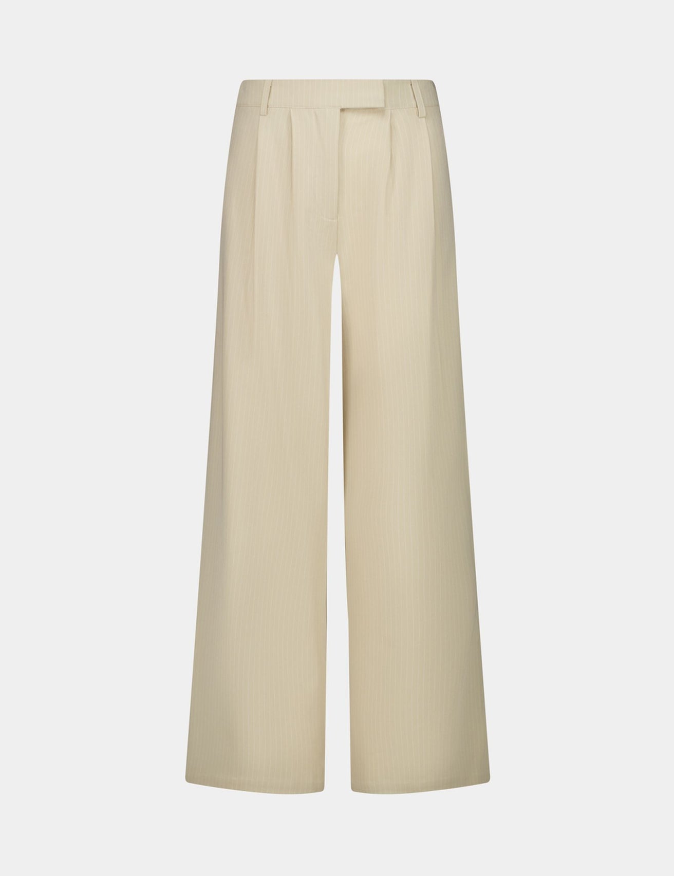 Pantalon tailleur rayé crème - Image 1