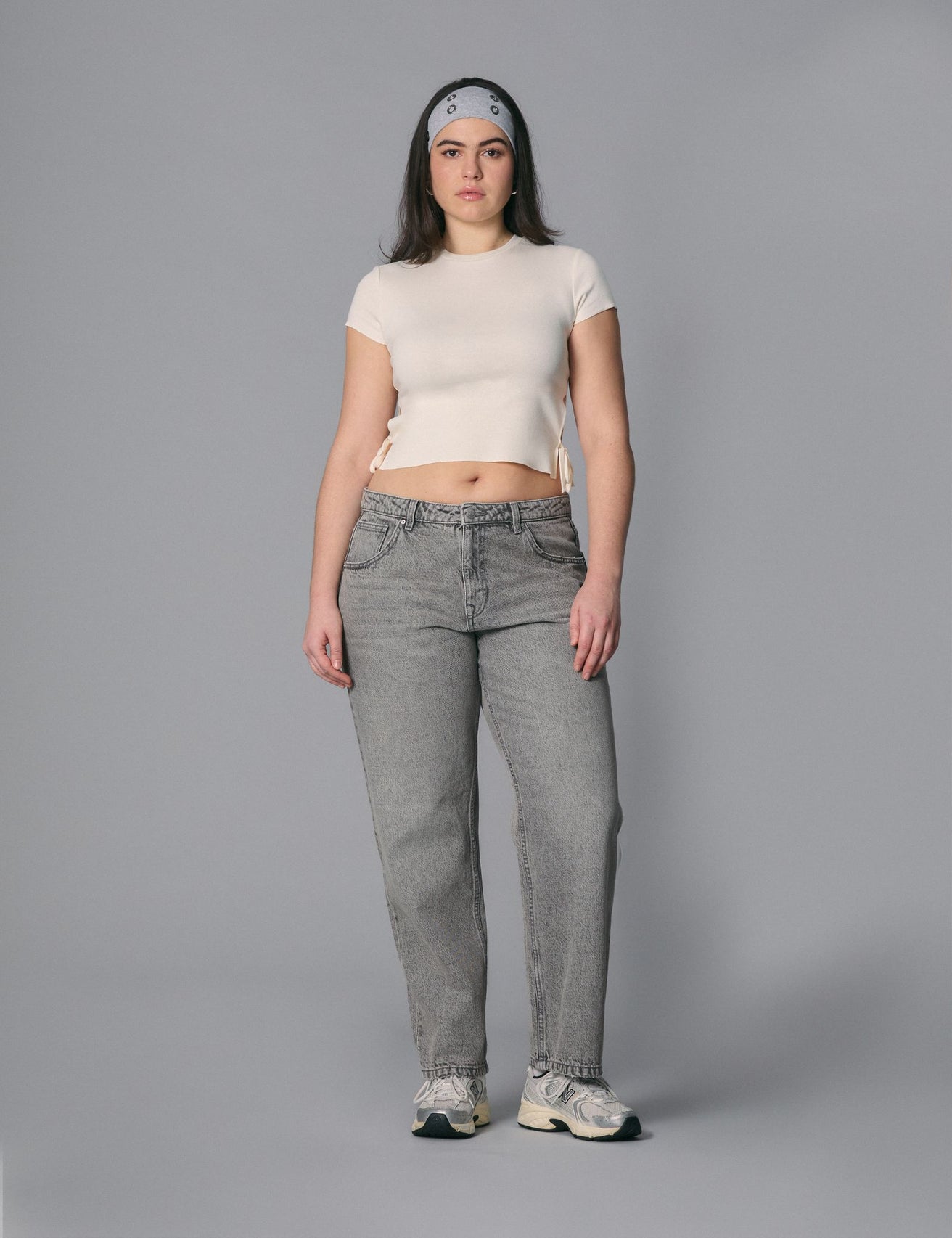 Jean mom taille haute gris - Image 1