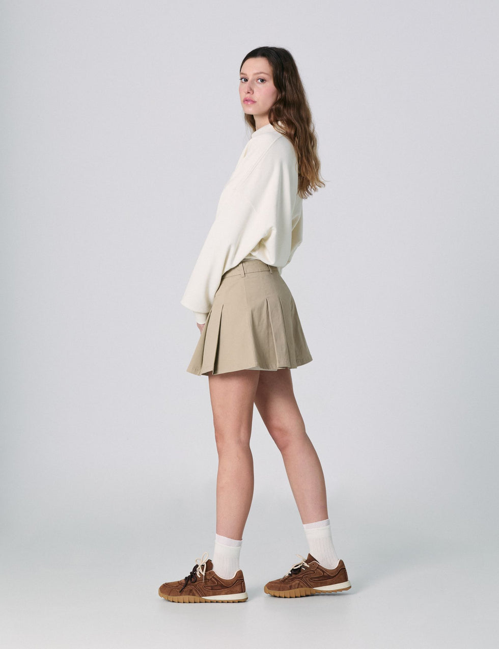 Jupe short beige kaki