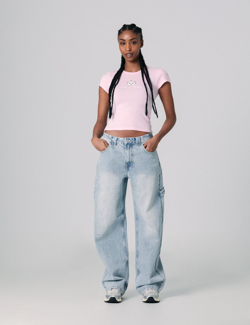 Jean skater taille basse bleu ciel