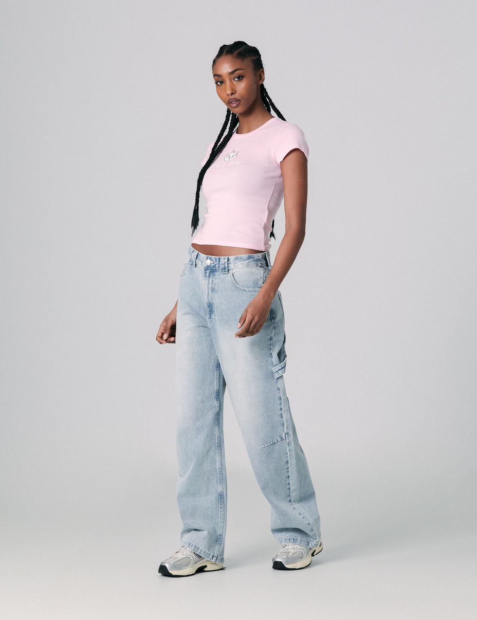 Jean skater taille basse bleu ciel