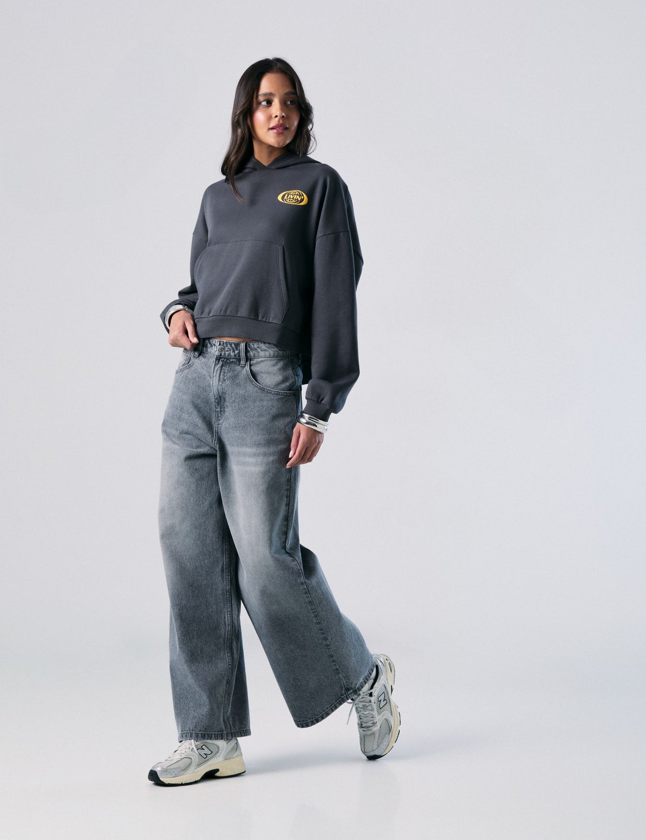 Jean baggy taille basse gris moyen - Image 2