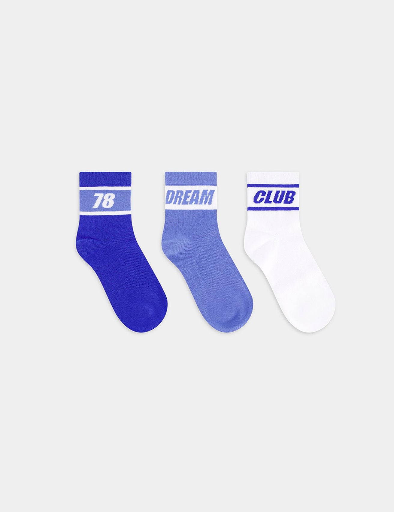 lot de 3 paires de chaussettes à message bleues et blanches - Image 1