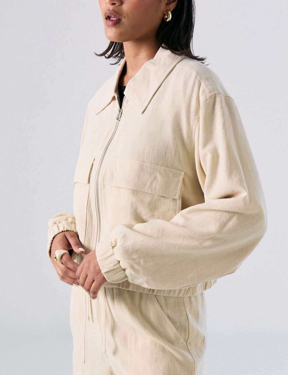 Veste en lin beige clair